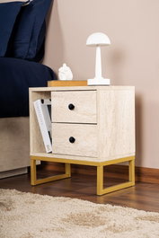 Nordure Glimmer Mesilla de Noche Travertino y Oro
